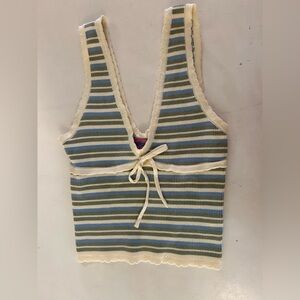 Edikted Cream and Green Striped Camisole